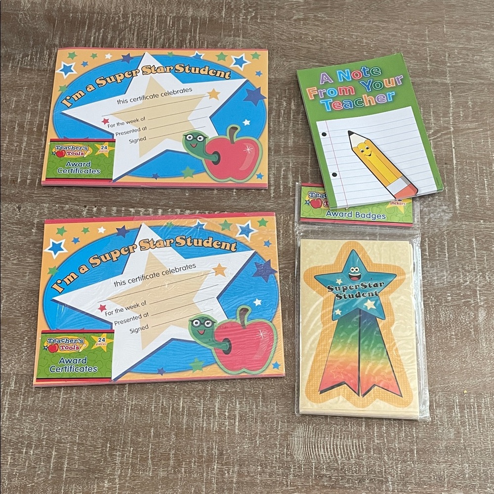 Vintage Super Star Student Award Bundle Includes Certificates, Notepad & Badges